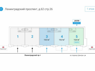 Фотография Аренда помещения свободного назначения, 14 м² , Ленинградский проспект 62с26  №1