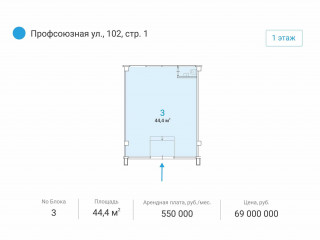 Фотография Аренда помещения свободного назначения, 44 м² , Профсоюзная улица 102с1  №2