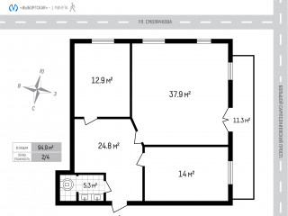 Продажа офиса 95 м² улица Смолячкова 12к2 